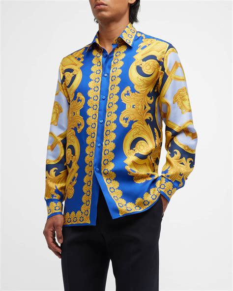 versace silk shirt ment|Versace silk shirt price.